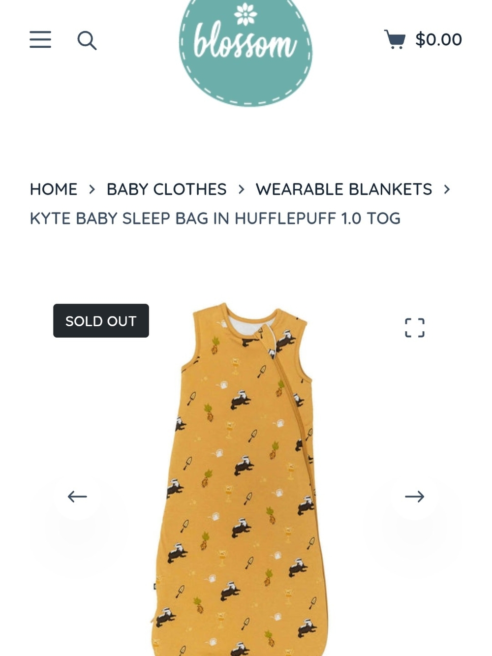 Kyte BABY Hufflepuff Print Sleep Bag